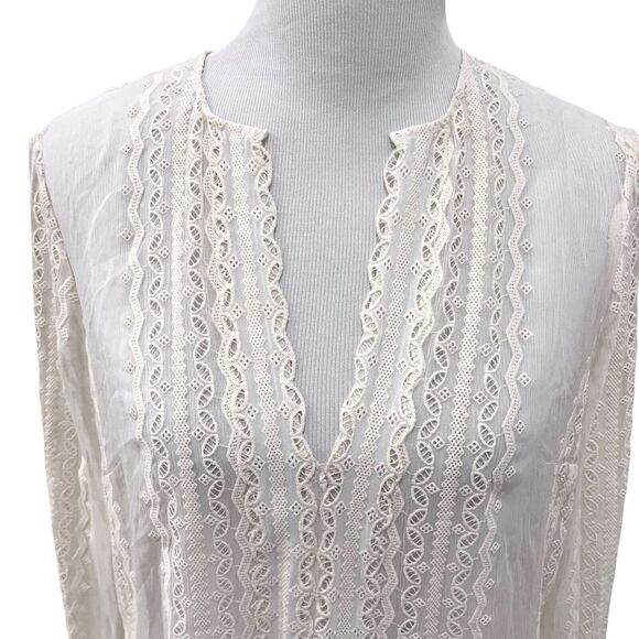 Elizabeth and James Revolve Riley Blouse 100% Silk Lace Sheer Size Large - Picture 4 of 9